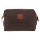 CELINE Macadam Canvas Pouch PVC Brown Gold Tone Auth mr3008A-13