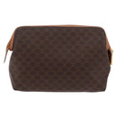 CELINE Macadam Canvas Pouch PVC Brown Gold Tone Auth mr3008A-2