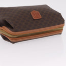 CELINE Macadam Canvas Pouch PVC Brown Gold Tone Auth mr3008A-5