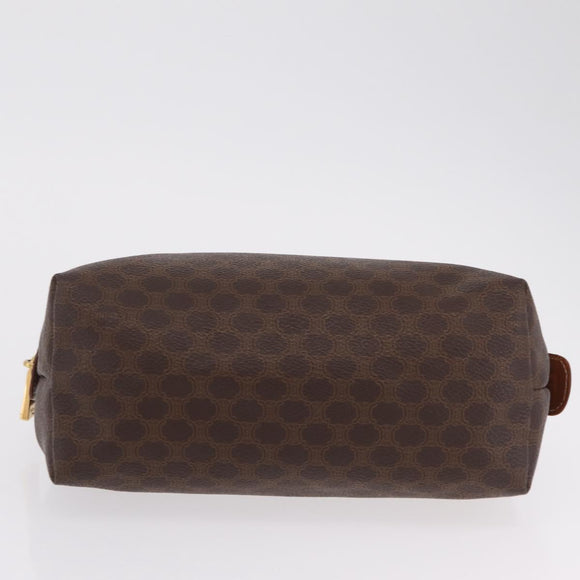CELINE Macadam Canvas Pouch PVC Brown Gold Tone Auth mr3008A