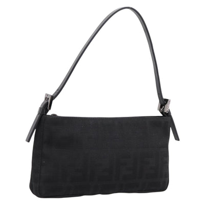 FENDI Zucca Canvas Accessory Pouch Black Silver 8BR041 Auth mr3012V