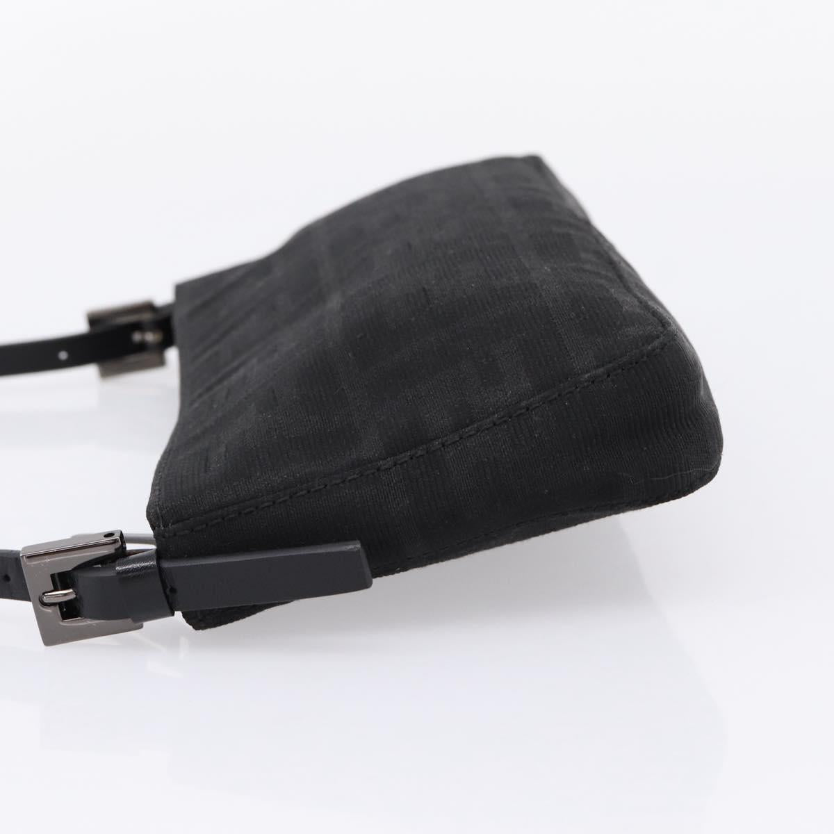 FENDI Zucca Canvas Accessory Pouch Black Silver 8BR041 Auth