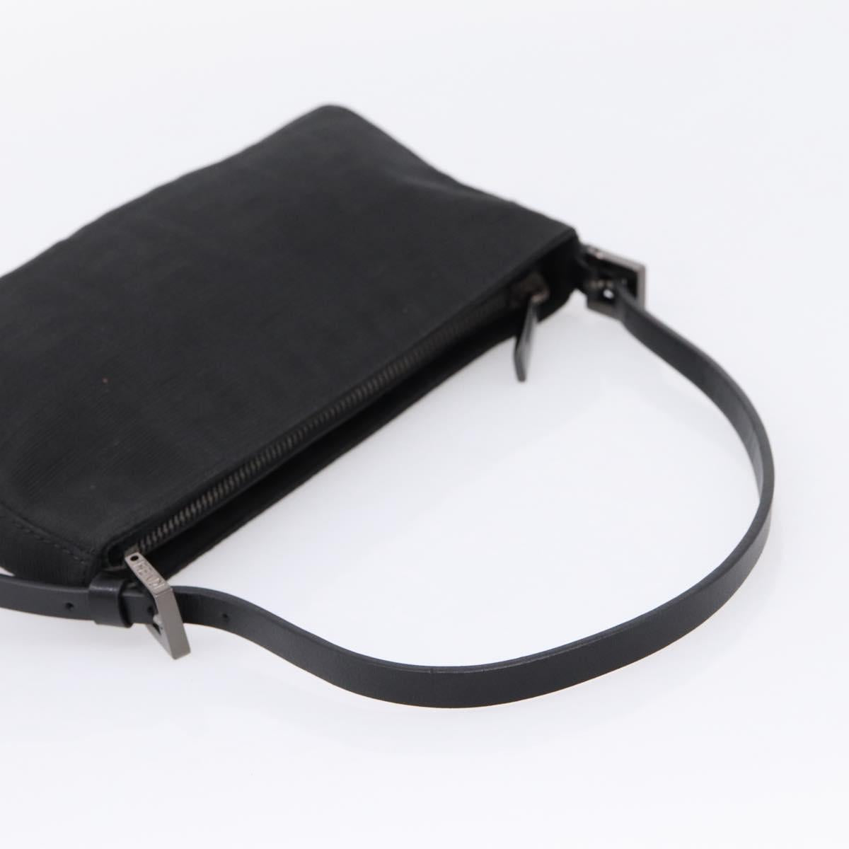FENDI Zucca Canvas Accessory Pouch Black Silver 8BR041 Auth