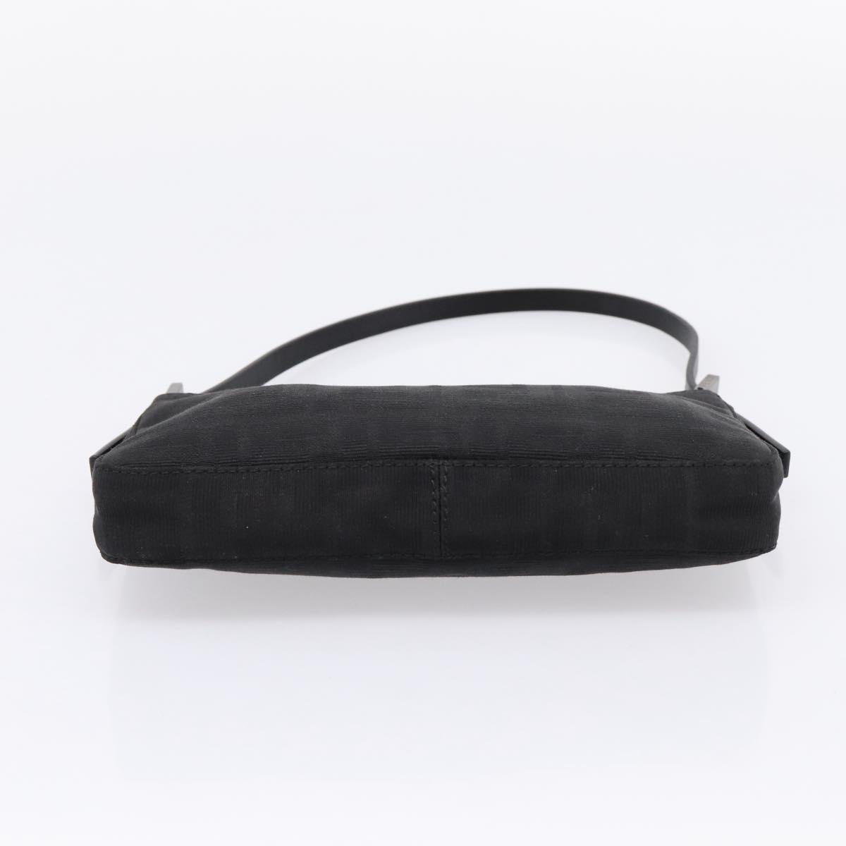 FENDI Zucca Canvas Accessory Pouch Black Silver 8BR041 Auth