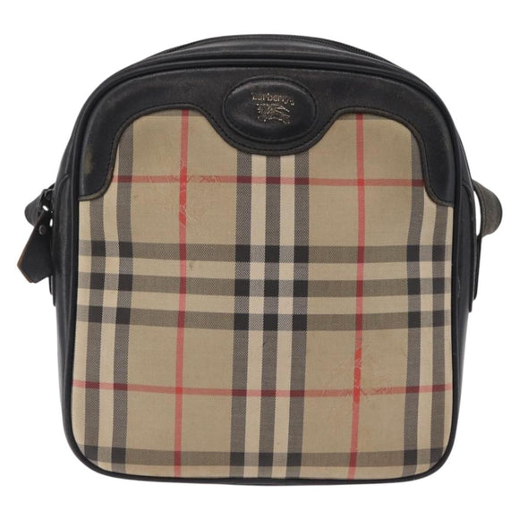 Burberrys Nova Check Shoulder Bag Canvas Beige Gold Tone Auth mr3013