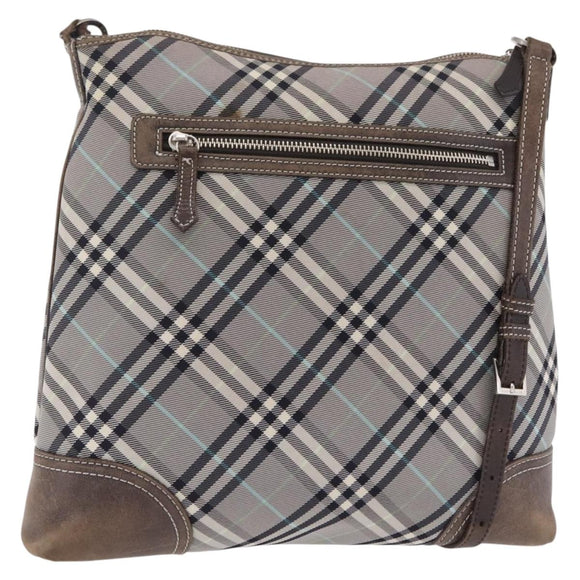 BURBERRY Nova Check Shoulder Bag Canvas Gray Silver Auth mr3014