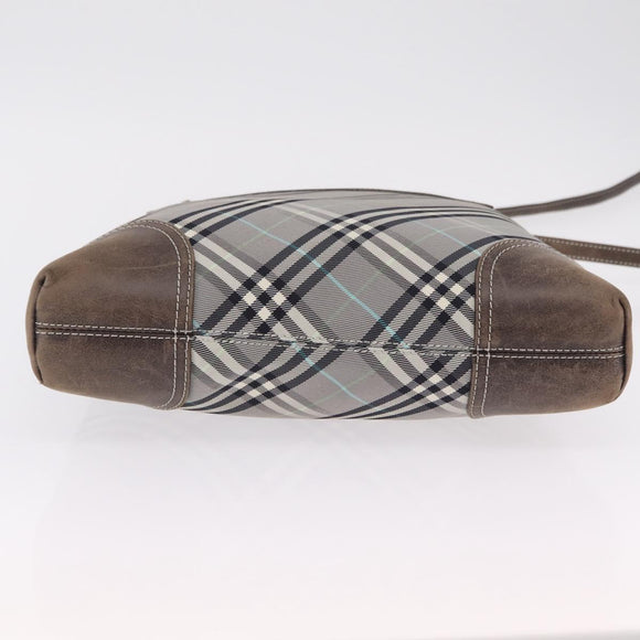 BURBERRY Nova Check Shoulder Bag Canvas Gray Silver Auth mr3014