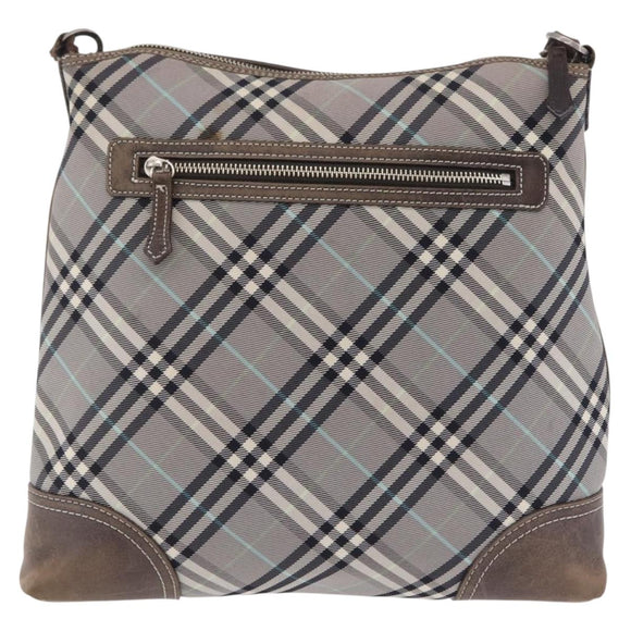 BURBERRY Nova Check Shoulder Bag Canvas Gray Silver Auth mr3014