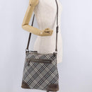 BURBERRY Nova Check Shoulder Bag Canvas Gray Silver Auth mr3014-29