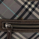 BURBERRY Nova Check Shoulder Bag Canvas Gray Silver Auth mr3014-3