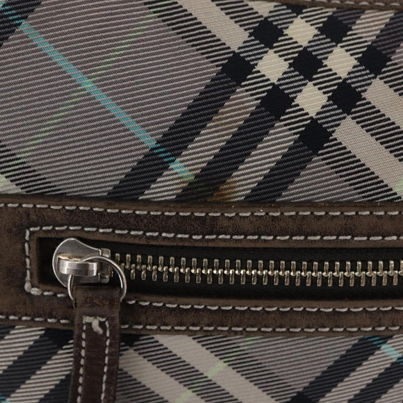 BURBERRY Nova Check Shoulder Bag Canvas Gray Silver Auth mr3014