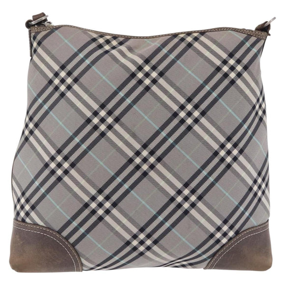 BURBERRY Nova Check Shoulder Bag Canvas Gray Silver Auth mr3014