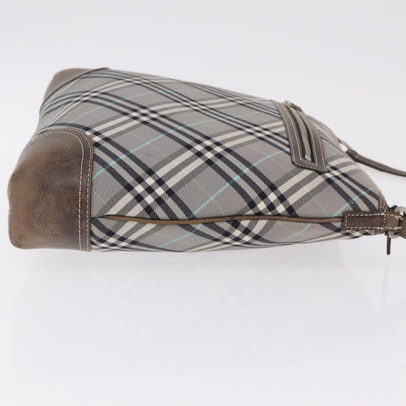BURBERRY Nova Check Shoulder Bag Canvas Gray Silver Auth mr3014