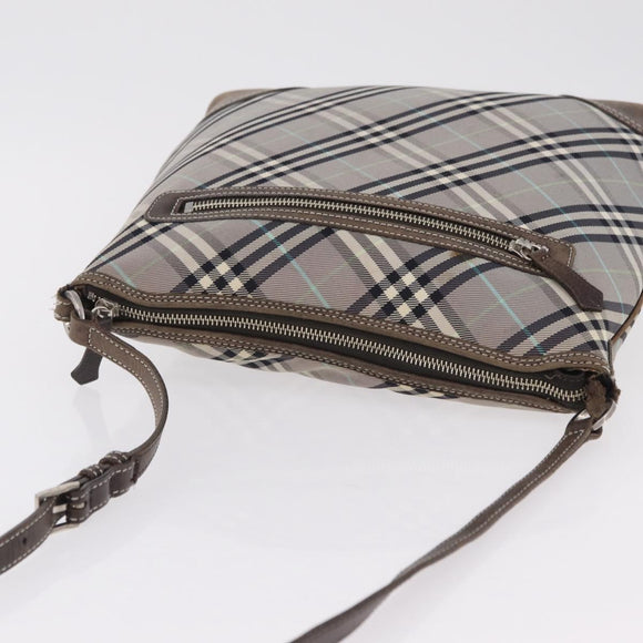 BURBERRY Nova Check Shoulder Bag Canvas Gray Silver Auth mr3014