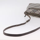 BURBERRY Nova Check Shoulder Bag Canvas Gray Silver Auth mr3014-8