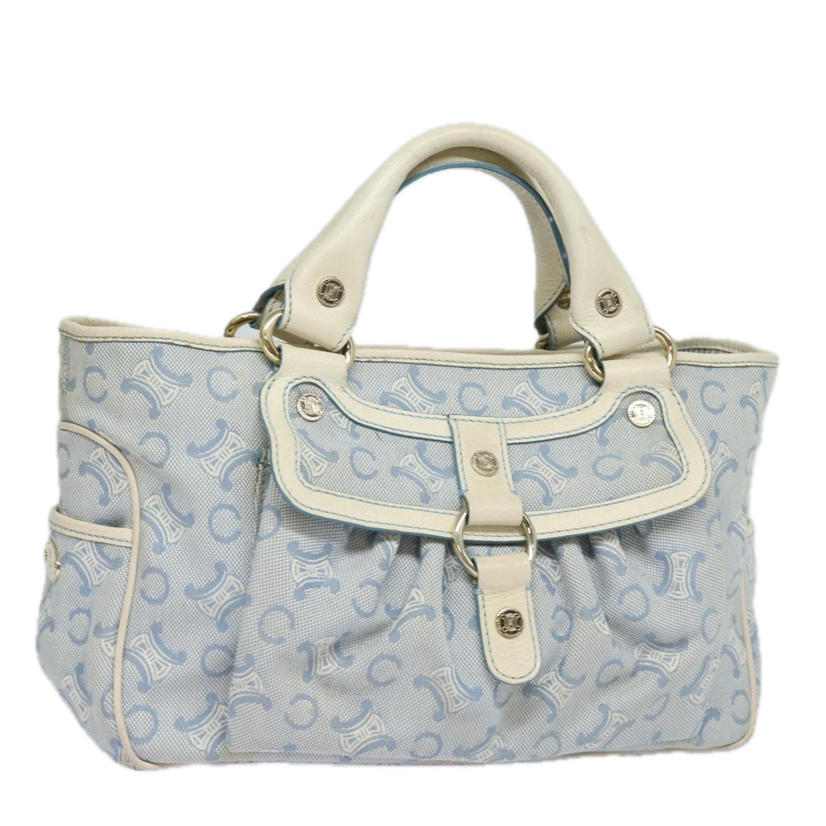 CELINE C Macadam Canvas Hand Bag Light Blue Auth mr302