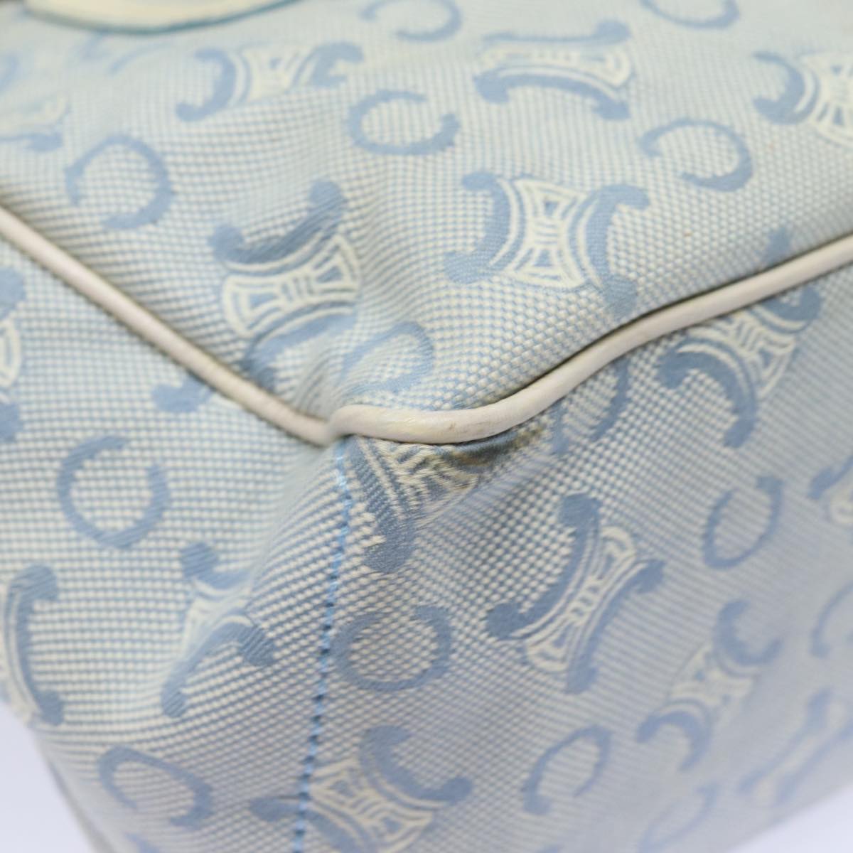 CELINE C Macadam Canvas Hand Bag Light Blue Auth mr302