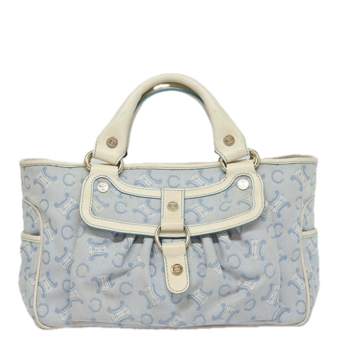 CELINE C Macadam Canvas Hand Bag Light Blue Auth mr302