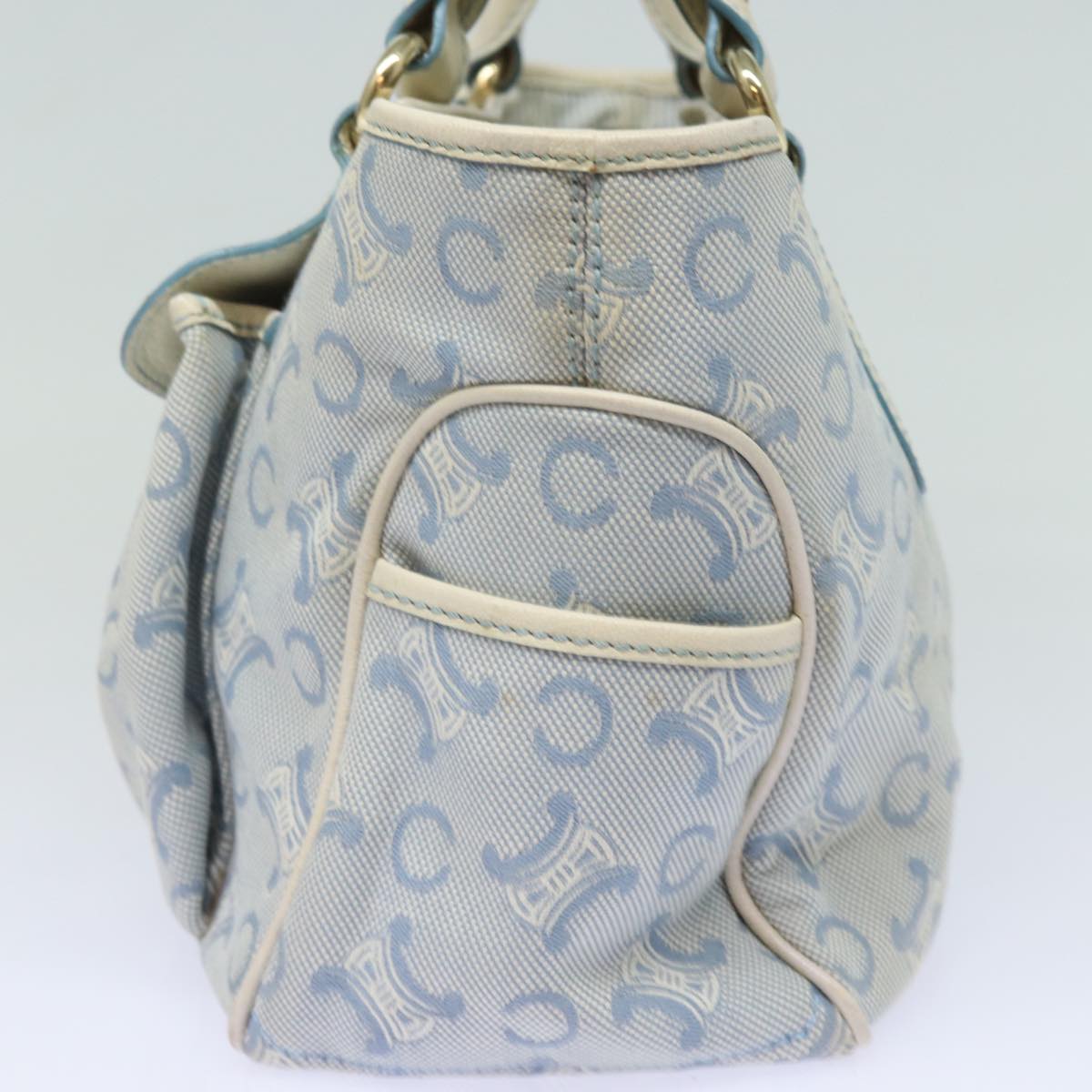 CELINE C Macadam Canvas Hand Bag Light Blue Auth mr302