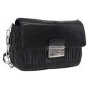 PRADA Chain Shoulder Bag Leather Black Silver Auth mr3021-1