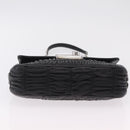 PRADA Chain Shoulder Bag Leather Black Silver Auth mr3021-11