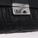 PRADA Chain Shoulder Bag Leather Black Silver Auth mr3021-18