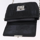 PRADA Chain Shoulder Bag Leather Black Silver Auth mr3021-20