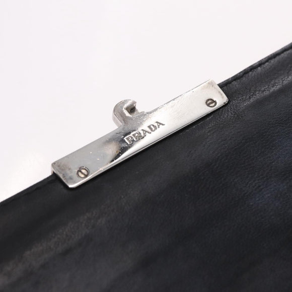 PRADA Chain Shoulder Bag Leather Black Silver Auth mr3021
