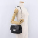PRADA Chain Shoulder Bag Leather Black Silver Auth mr3021-32