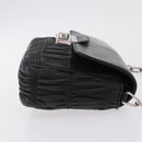 PRADA Chain Shoulder Bag Leather Black Silver Auth mr3021-4