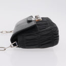 PRADA Chain Shoulder Bag Leather Black Silver Auth mr3021-5