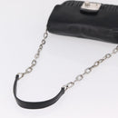 PRADA Chain Shoulder Bag Leather Black Silver Auth mr3021-7