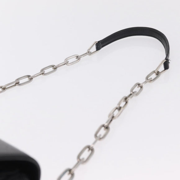 PRADA Chain Shoulder Bag Leather Black Silver Auth mr3021