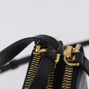 CELINE Trio Shoulder Bag Leather Black Gold Tone Auth mr3023-8