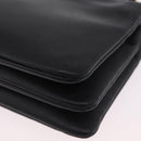 CELINE Trio Shoulder Bag Leather Black Gold Tone Auth mr3023-20