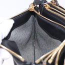 CELINE Trio Shoulder Bag Leather Black Gold Tone Auth mr3023-26