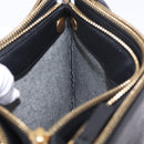 CELINE Trio Shoulder Bag Leather Black Gold Tone Auth mr3023-29