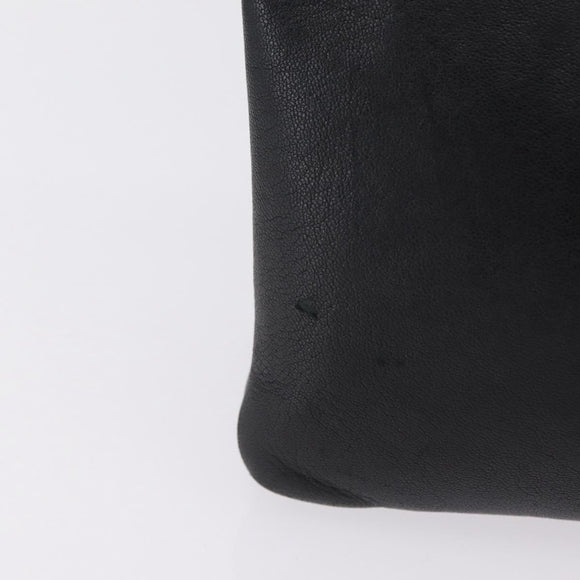 CELINE Trio Shoulder Bag Leather Black Gold Tone Auth mr3023