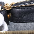 CELINE Trio Shoulder Bag Leather Black Gold Tone Auth mr3023-12