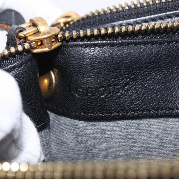 CELINE Trio Shoulder Bag Leather Black Gold Tone Auth mr3023