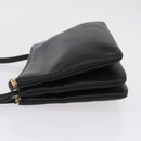 CELINE Trio Shoulder Bag Leather Black Gold Tone Auth mr3023-5
