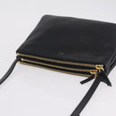 CELINE Trio Shoulder Bag Leather Black Gold Tone Auth mr3023-14