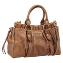 Miu Miu Hand Bag Leather 2way Brown Gold Tone Auth mr3024V-1