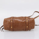 Miu Miu Hand Bag Leather 2way Brown Gold Tone Auth mr3024V-5