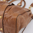 Miu Miu Hand Bag Leather 2way Brown Gold Tone Auth mr3024V-14