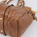 Miu Miu Hand Bag Leather 2way Brown Gold Tone Auth mr3024V-16
