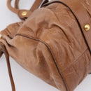 Miu Miu Hand Bag Leather 2way Brown Gold Tone Auth mr3024V-17