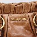 Miu Miu Hand Bag Leather 2way Brown Gold Tone Auth mr3024V-18