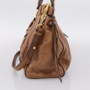 Miu Miu Hand Bag Leather 2way Brown Gold Tone Auth mr3024V-4
