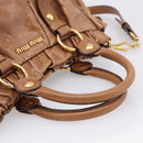 Miu Miu Hand Bag Leather 2way Brown Gold Tone Auth mr3024V-7